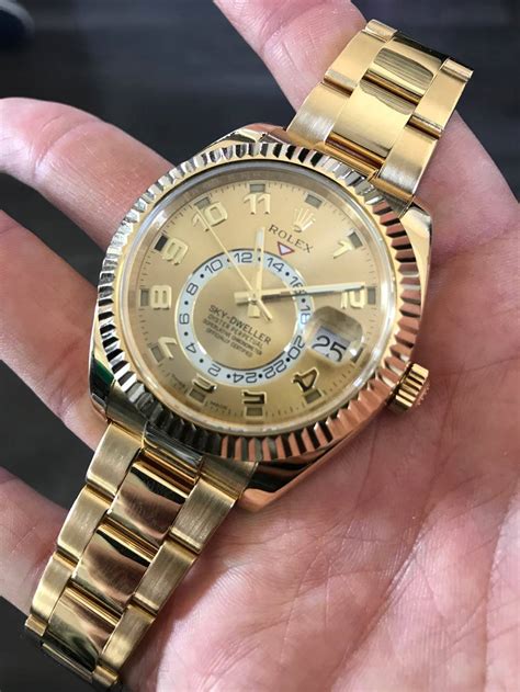 rolex yellow gold sky dweller|rolex sky dweller 2020 for sale.